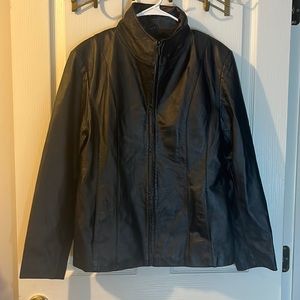 Womens Genuine Leather Jacket by east 5th  color Black size Medium